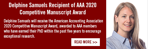 Delphine Samuels American Accounting Association 2020 Competitive Manuscript Award recipient