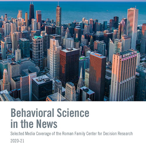 "Behavioral science in the news" cover with chicago skyline