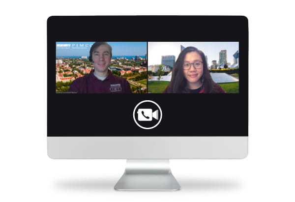 A research participant and RA engage in a video chat